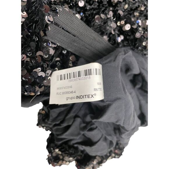 Zara Women Mini Dress XS Black Sequin Halter Party Cocktail 9808/574 NWOT - Picture 7 of 11
